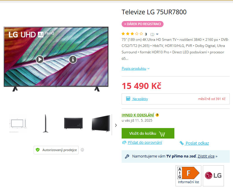 4K Smart TV 191 cm LG