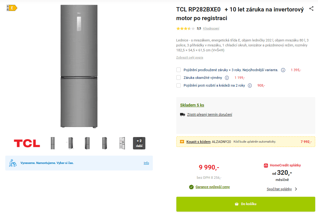 Lednice TCL, total no frost, 182cm, technologie